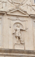 Palazzo Spada Facade Sculpted Detail with Statue of Caesar in Rome, Italy
