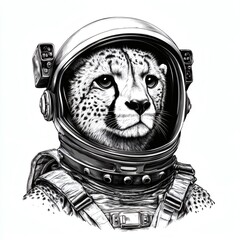 Fototapeta premium A cheetah is wearing a space suit and looking at the camera