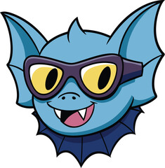 Blue Bat with Goggles Logo Mascot icon