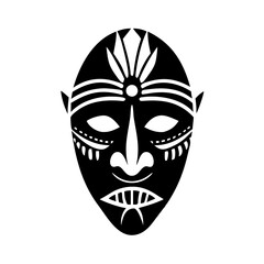 tribal mask icon, tribal mask silhouette vector illustration-simple silhouette illustration of tribal mask, perfect for tribal mask logos and icons