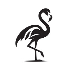Flamingo Silhouette Vector Illustration on White Background