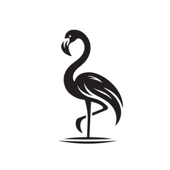 Flamingo Silhouette Vector Illustration on White Background