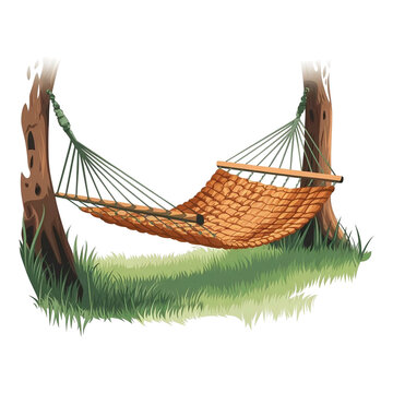 orange hammock hanging between trees clip art preview