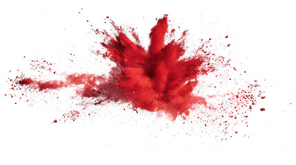 Red Powder Explosion Splash Isolated on PNG Transparent Background - Rainbow Paint Holi
