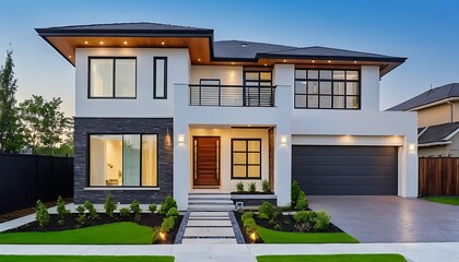 Fototapeta premium Contemporary Home Facade Photography with Luxurious Architectural Features
