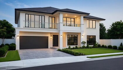 Fototapeta premium Contemporary Home Facade Photography with Luxurious Architectural Features