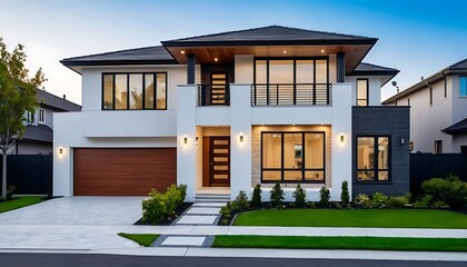 Fototapeta premium Contemporary Home Facade Photography with Luxurious Architectural Features