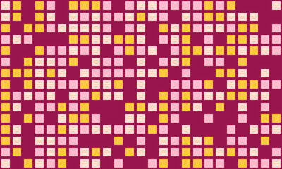 Abstract mosaic background.  Pink, yellow, and maroon squares create a vibrant, textured pattern perfect for websites, presentations, or textile designs.  Represents data, connectivity, or modern art.