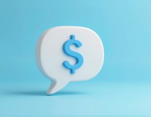 Dollar Sign Inside Speech Bubble on Light Blue Background Shows Finance