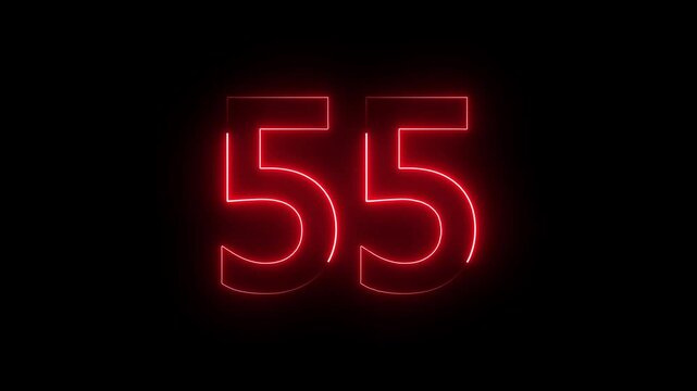 The Neon 55 text icon animation features flickering, vibrant neon text with smooth transitions, creating a dynamic, electric effect perfect for high-energy, futuristic designs.