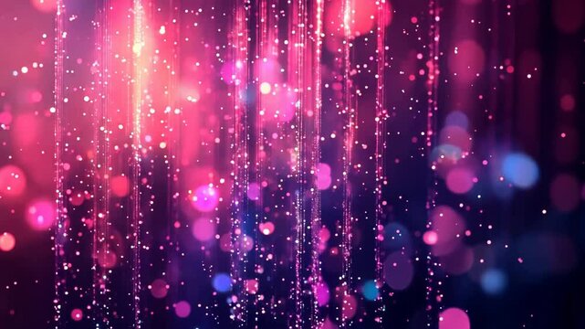 Sparkling glitter rain falls creating a vibrant party background