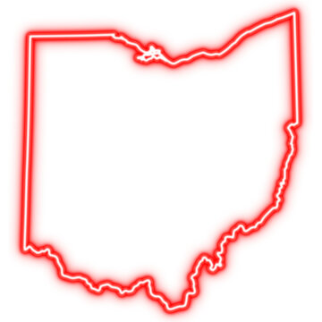 Neon red outline of Ohio state map on transparent background