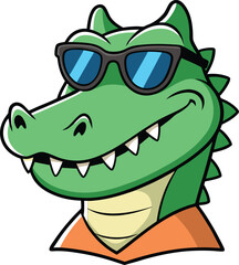 Obraz premium Gator wearing sunglasses Logo, Mascot, icon crocodile