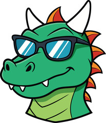 Obraz premium Dragon wearing sunglasses Logo, Mascot, icon