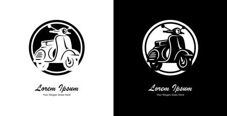 scooter logo design with modern style and combined with circles