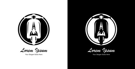 scooter motorbike logo design with front view and combined with circle © Yohanes