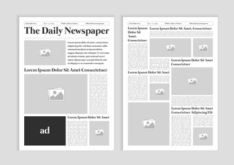 Newspaper layout template. News column articles newsprint magazine design. Brochure newspaper sheets. Editorial journal vector template design