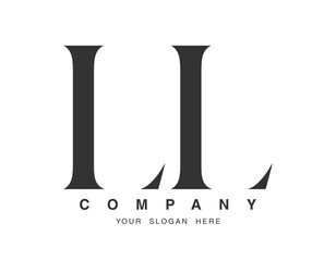 LL logo design. Initial letter l and l serif font style. Creative classic company name typography. Trendy logotype or identity.