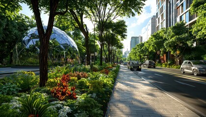 Obraz premium Immerse yourself in A virtual reality experience of a futuristic smart city with wireless interaction features Explore cutting-edge technology and sustainable urban design through this captivating VR