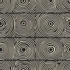 Minimalist Textile Seamless Pattern Abstract black and white pattern with concentric circles and geometric repetition