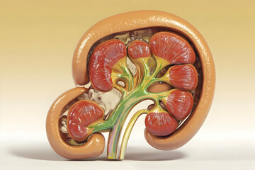 Human kidney anatomy, internal structure, medical illustration, educational resource