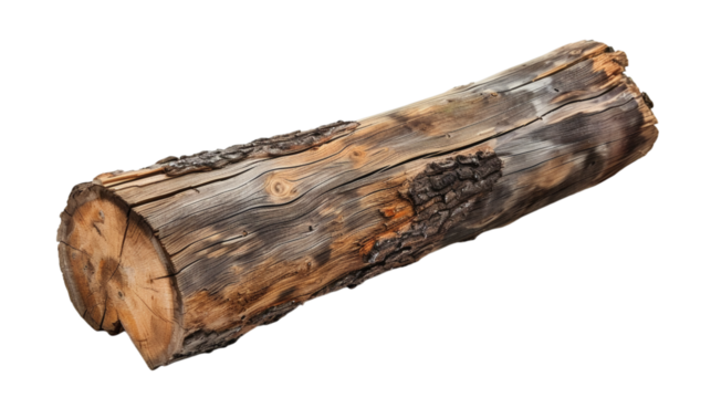 Driftwood log isolated on white