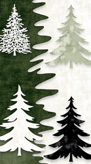 Obraz premium Decorative pattern featuring trees in various colors on a textured background, ideal for seasonal designs