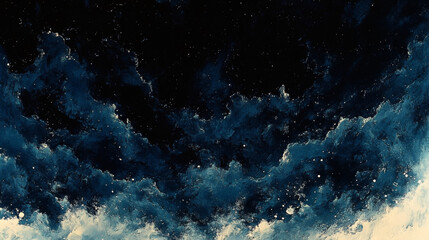 Fototapeta premium A dark blue sky with clouds and stars