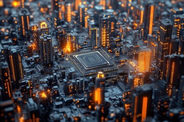 Futuristic city, tech-centered