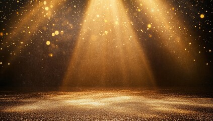 Golden spotlights, glittering dust