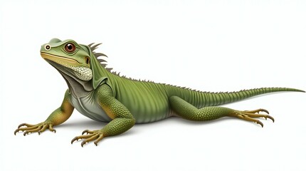 Naklejka premium green iguana on white background