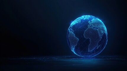 Digital Globe Concept with Global Connections and Networking Nodes in a Dark Background, Representing Technology and Innovation in the Modern World