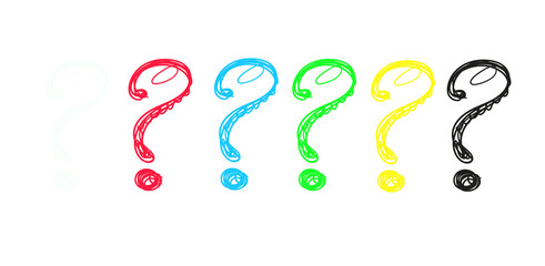 colored question marks set of vector isolated icons in a simple illustration in transparent background