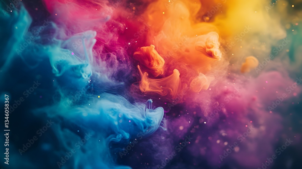 Poster Colorful smoke clouds creating abstract shapes and patterns