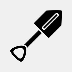 Icon shovel. Camping and adventure elements. Icons in glyph style. Good for prints, posters, logo, advertisement, infographics, etc.