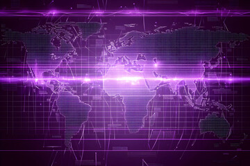 Fototapeta premium Global network connections, data flow, digital world map background, website banner