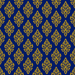 Golden damask seamless pattern fabric 