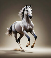 Horse long jump isolated on white