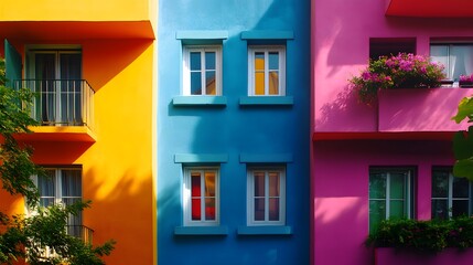 Fototapeta premium Colorful buildings showing modern architecture and vibrant colors