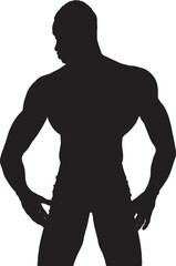 vector; silhouette of back view man posing