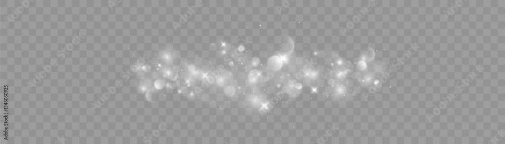 Poster Light effect with many shimmering highlights on a transparent background. Abstract bokeh lights.	