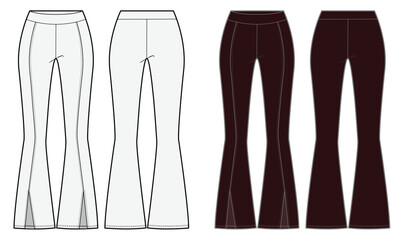 Women&rsquo;s pant, Fashion Flat Sketch Vector Illustration, CAD, Technical Drawing, Flat Drawing, Template, Mockup.