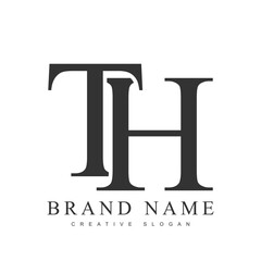 TH trendy logotype template. Initial letter t and h classic font style. Creative logo for company name or identity.