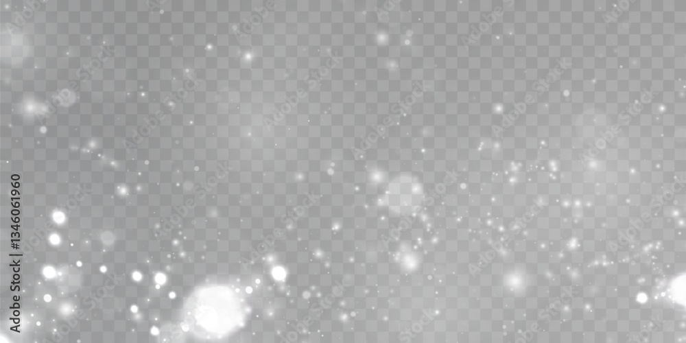 Poster Light effect with many shimmering highlights on a transparent background. Abstract bokeh lights.	