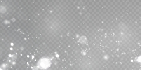 Light effect with many shimmering highlights on a transparent background. Abstract bokeh lights.	