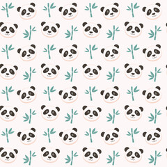 Obraz premium Cute panda pattern background minimalist design illustration