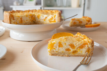 German tangerines cheesecake on fresh and homemade baked