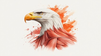 Obraz premium Artistic Watercolor Painting of an Eagle with Muscle Anatomy Details