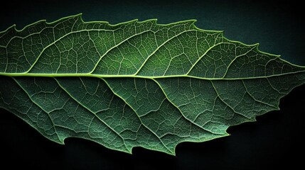 Fototapeta premium Closeup of a single green leaf nature detail