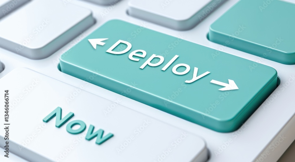 Poster deploy now button on modern keyboard technology concept image